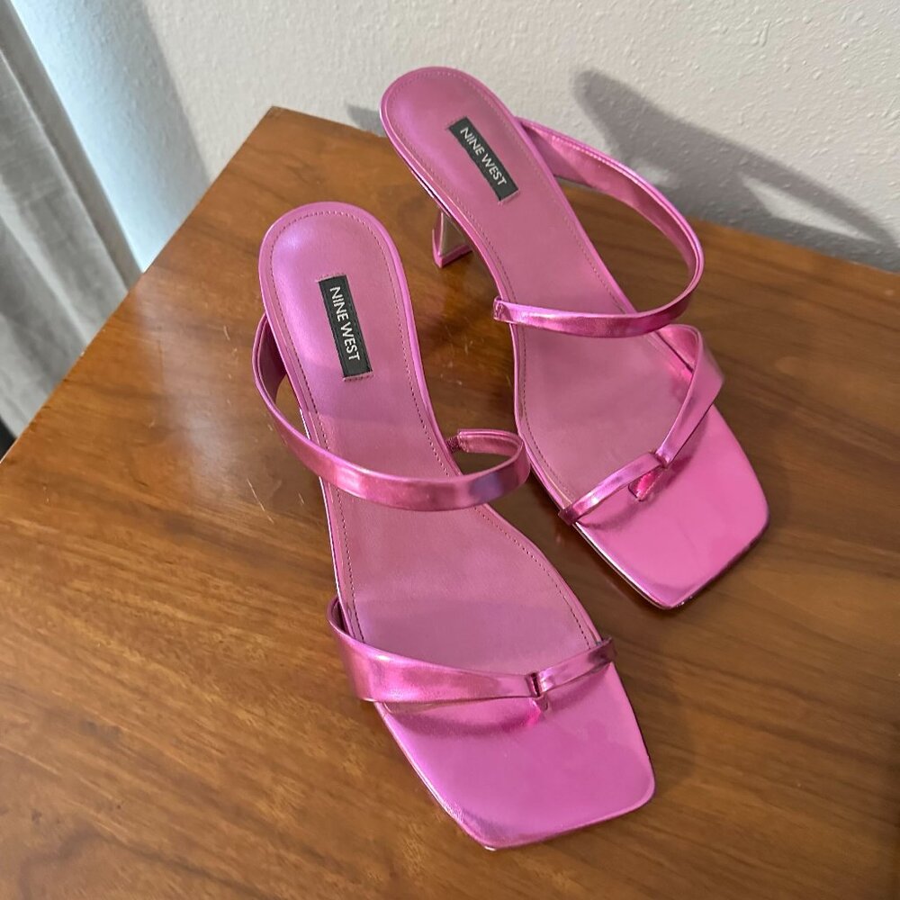 Pink metallic heels | hot pink sandals